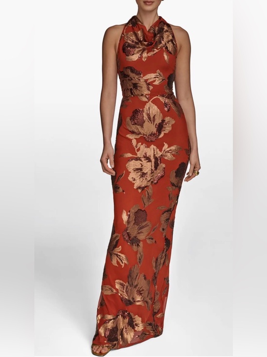 Donna Karan Dresses & Skirts - Donna Karan New York Sequin Floral Body-Con Gown Sz 10